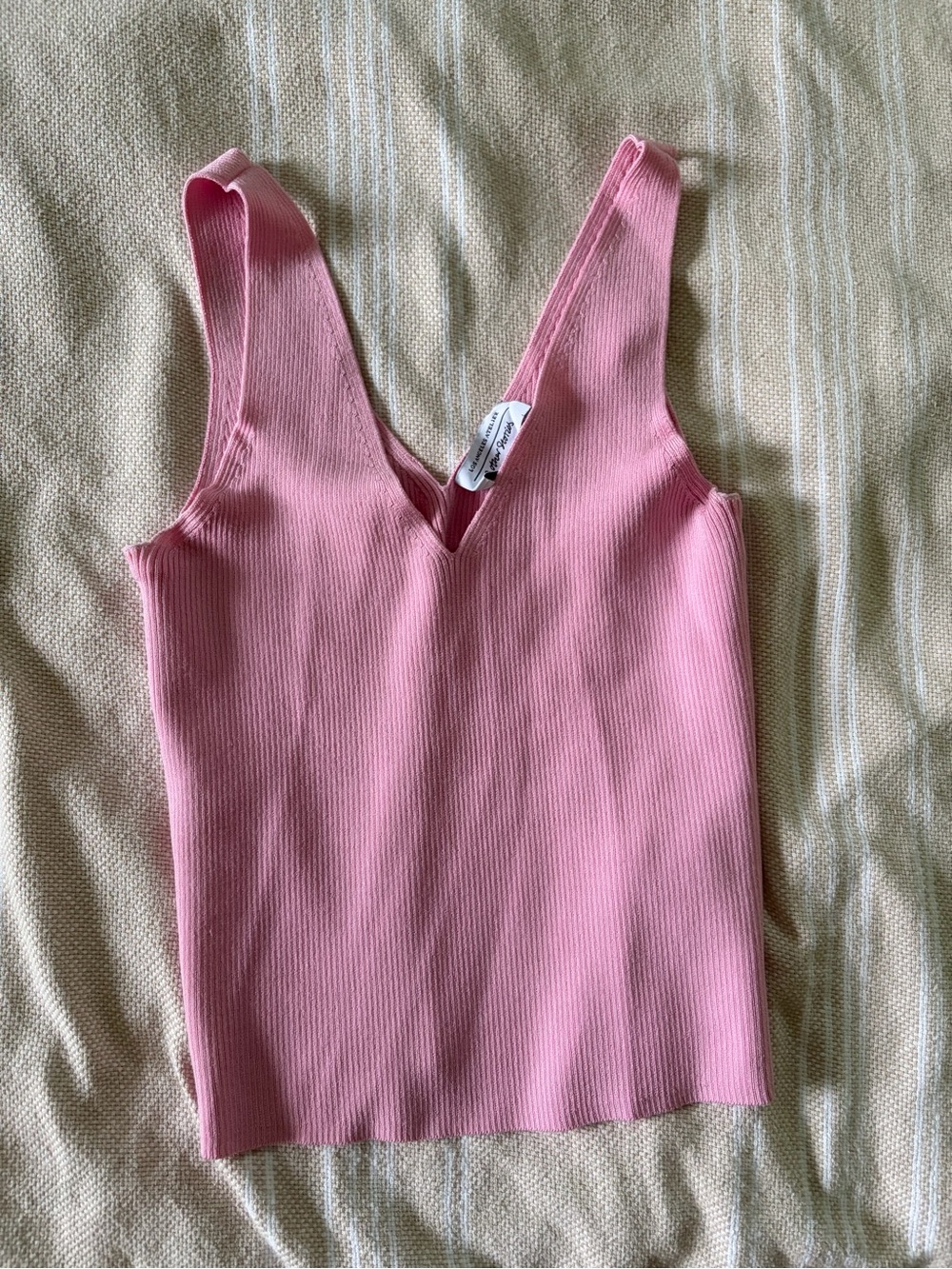 Ribbed  Knit & other stories V-Neck Tank Top - Pink